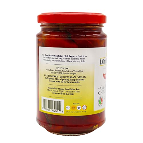 Whole Calabrian Chili Peppers, 9.8 oz (280 g), Grown and Packed in