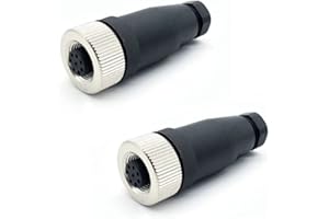 FOWIUNYE 2Pcs M12 8 Pin Female Connector, 12mm Industrial Circular Connector Field Assembly Wireable Sensor IP67 A Code Straight Type Adapter Unshiled 60V 4A AC/DC Connector for PG7