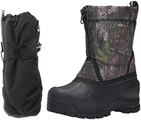 Northside Icicle Snow Boot, Brown Camo, 5 M US Toddler with Matching Mittens