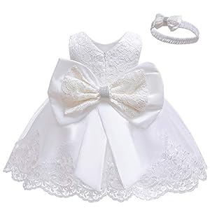 LZH Baby Meisjes Jurk Pailletten Strik Tutu Bloem Verjaardagsfeestje Trouwjurk Kinderjurken met Hoofddeksels