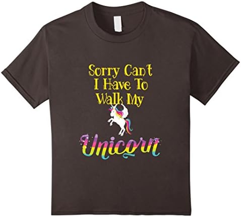 Kids Sorry I Can't, I Have To Walk My Unicorn Excuse T-Shirt 6 Asphalt
