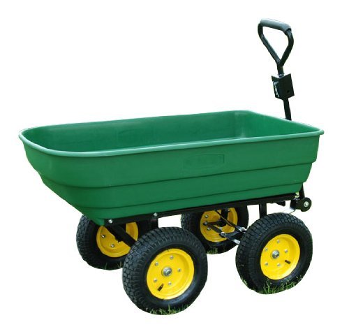 HOMCOM-125-Litre-Large-Garden-Cart-Heavy-Duty-4-Wheel-Trolley-Dump-Wheelbarrow-Tipping-Truck-Trailer-Green