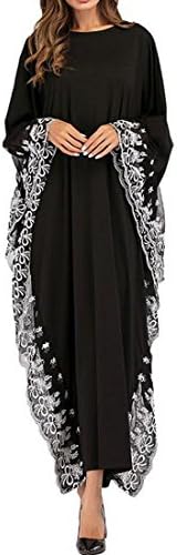 Pluszing Womens Plus Size Abaya Islamic Dolman Sleeve Lace Dubai Muslim Gown Dress
