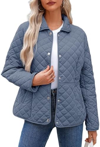 Anienaya Women's Lightweight Quilted Jacket Stand Collar Zip Warm