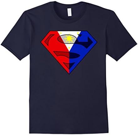 Men's Super PinoyT Shirt Philippines Flag Superhero Man Woman Kids Large Navy