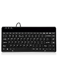 Perixx PERIBOARD-409H, Mini Teclado con puerto usb   12.40 x 5.79 x 0.79 inch Dimensión   Piano Acabado Negro   construir en 2 x USB2.0 Hubs   Interfaz USB