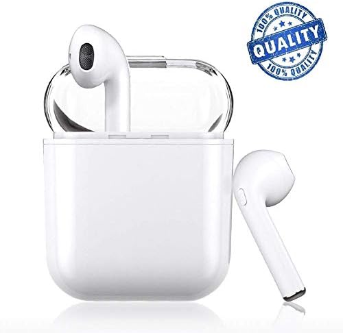 Bluetooth Earbuds, White Wireless Earbuds in-Ear Headphones Hands Free Noise Cancelling Headset Compatible with Samsung Galaxy S8 Huawei & Other Android