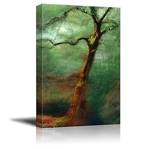 Canvas Wall Art - Abstract Green Forest - Modern Home Art Stretched and Framed Ready to Hang - 12x18 inches