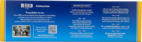 DE CECCO SEMOLINA PASTA, FETTUCCINE, 16 OZ- MADE IN ITALY, HIGH IN PROTEIN & IRON, BRONZE DIE (VSA0006P)