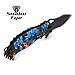 Snake Eye Tactical Fantasy Flaming Dragon Design Folding Knife Outdoor Survival Pocket Knife Small one-Hand Knife (Blue)