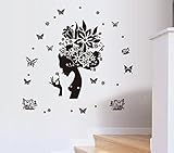 New Wayzon Pretty Butterfly Flower Fairy Girl Removable PVC Wall Sticker Home Decor Decals