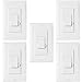 ENERLITES Decorator Slide Dimmer Switch and Wall Plate, On/Off Rocker, Single-Pole or 3 Way, Neutral Wire Not Required, for 150W LED CFL 700W Incandescent Halogen, ETL Listed, 51300-W, White 5 Pack