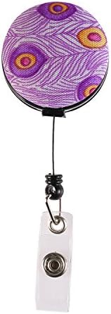Peacock Wings Design,24 inch Retractable Cord,Badge Reel Clip Cute Name/ID Badge Holder For Office Employee,Doctor,Teacher,Nurse And Exhibition