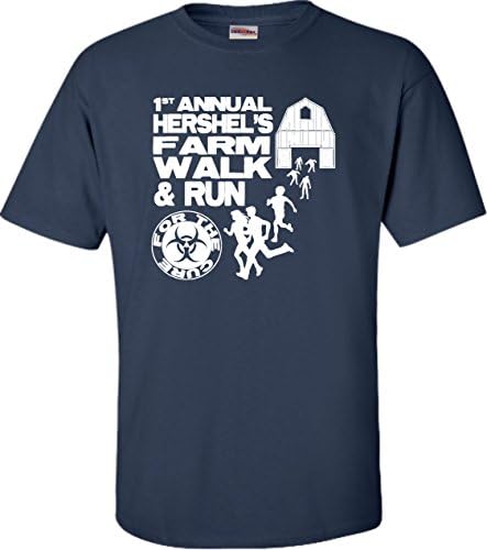 X-Large Navy Blue Adult First Annual Hershel's Farm Walk &amp; Run For The Cure Zombie Apocolypse T-Shirt