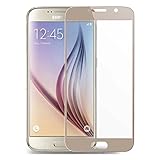 Cyxus [Full Coverage] High Definition 9H Premium Tempered Glass Screen Protector for Samsung Galaxy S6 [Edge to Edge Protection] (Gold)