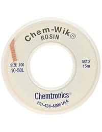 Chemtronics Chem-Wik, trenza para desoldar, de colofonia, 10 a 50 L, 0.10 pulgadas, 50 pies