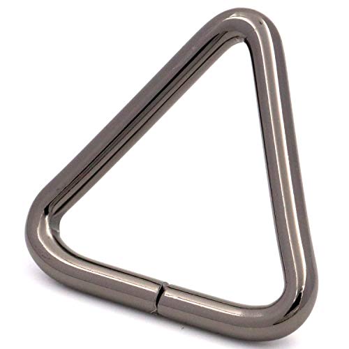 BIKICOCO 1-1/4\'\' Metal Triangle Ring Buckle Connectors Non Welded Round Edge Webbing Bag Clasp Handbag Strap Making Hardware, Gunmetal - Pack of 10
