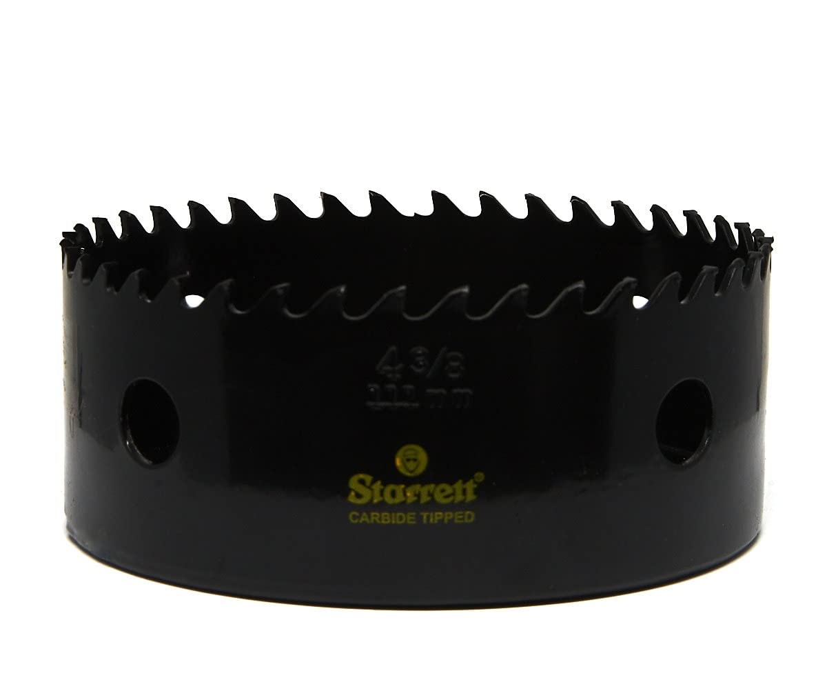 Starrett Tungsten Carbide Tipped Hole Saw - CT438 Deep Cut Holesaw Cutter - For Wood Suspended Flooring Reinforced Concrete & Fibreglass - 111MM — image 1