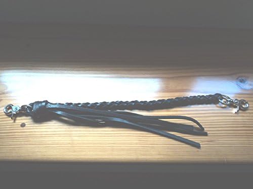Black braided leather wallet chain with swivel snap on both ends.