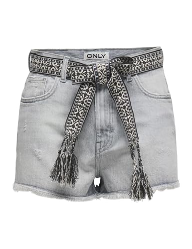 ONLY Onlrobyn Ex Hw St Vintage DNM Short pour Femme, Gris Clair Denim, XL