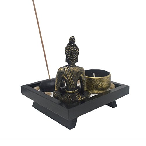 fengshuisale Zen Garden Garten Sand Buddha Rocks Tealight Incense Holder Feng Shui W Free Red String Bracelet SKU:T1020 - Thumbnail 2