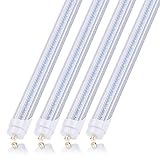 JOMITOP 8ft Led Tube Light,T8 Light Bulb 45W,Single Pin FA8 Base Led Shop Lights 100W Fluorescent Lamp Replacement Dual-Ended Power, Cold White 6000K, 5400LM, Clear Cover, AC 85-277V 4 Pack
