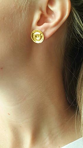 22K &amp; 18k yellow Gold earrings , designer , Artisan ,solid gold , screw back