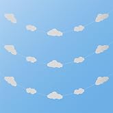 White Cloud Banner Hanging Ornaments 3 Pack 13.78 Feet Long Clouds Hanging Paper Banners Clouds Garland Party Decoration Kit Artificial Cloud Cutouts String Banner Wall Decor for Birthday Wedding