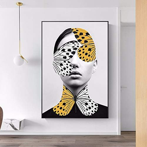 Suuyar Abstract Creative Butterfly Women Wall Art Prints Poster Canvas Paintings Pictures Pop for Living Room Home Decorative No Frame 50X70Cm