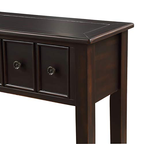 60 inch Long Sofa Console Table,JULYFOX 10 inch Slim Hallway Table with Storage Drawers and Shelf Solid Wood Rustic Entryway Table Heavy Duty for Living Room Office Bar-Black