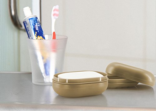Bligli Durable Draining Soap Dish, Soap Case Bar Soap Holder with Drain for Sinks and Baths, Drain Well,Keep Soap Dry and Clean (Brown)