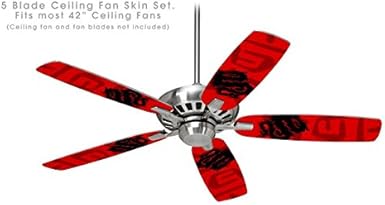 Oriental Dragon Black On Red Ceiling Fan Skin Kit Fits Most 42