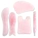 Top Plaza Gua Sha Scraping Massage Tool 100% Hand Made Natural Rose Quartz Jade Guasha Board SPA Acupuncture Therapy Massage Stones-Set of 5
