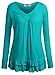 DJT Women's V Neck Long Sleeve Ruched Front T Shirt Blouse Top