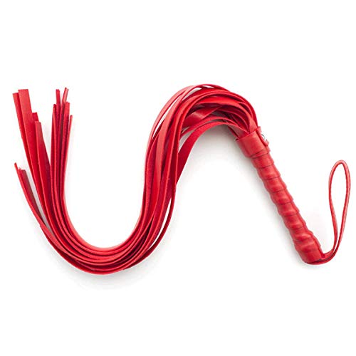 3 Pack Leather Handcuffs Set Adjustable Handcuffs with Leather Whip with Feather Red - Thumbnail 3