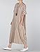 Mordenmiss Women's Cotton Linen Dress Stripes Plus Size Dresses Style 2-M-Khaki