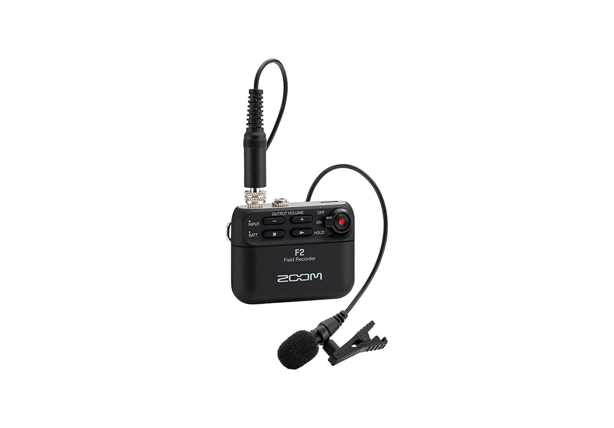 ZOOM F2 Field Recorder with Lavalier Microphone – 32-Bit Float Recording without Clipping – Ideal for Podcasts, Interviews, Film & Video – EU Version – Black