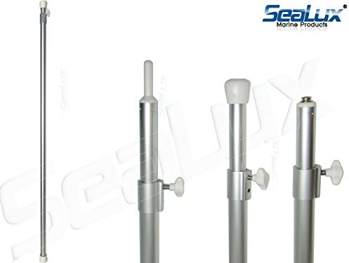 SeaLux Boat Cover Support Pole 3-in-1 with Snap end, Grommet Pin End and Rubber Base Tip Adjustable from 38" to 72" (L)