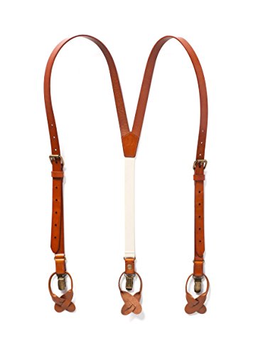 Leather suspenders, mens suspenders with adjustable ela…