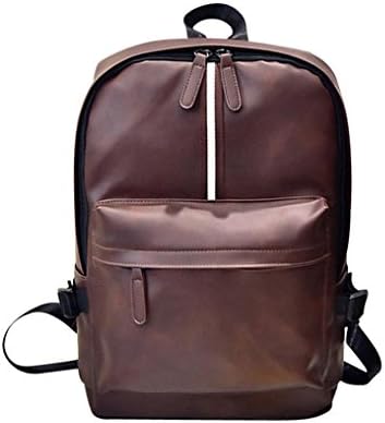 Aitena Men's Women's Stripe Leather Backpack Laptop Satchel Travel School Rucksack Bag (Brown)