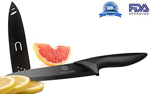 Professional 8 Inch Ceramic Chef Knife – Lightweight Ergonomic Design – Ultra Sharp Blade - Sheath - Gift Box