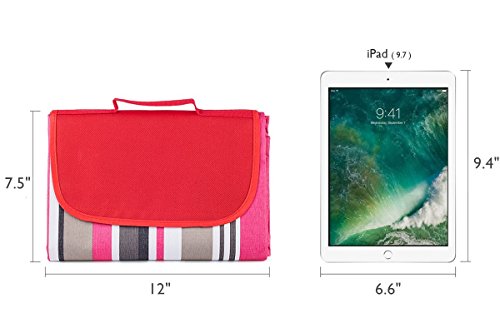 Compact Waterproof Picnic Blanket Tote, Outdoor Sand Proof Blanket Mat for Beach Family Camping Hiking Travelling, Beach Blanket Outdoor Picnic Mat Red