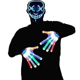 WesGen Halloween Purge LED Mask and LED Gloves Kit Costume Festival Parties Scary Mask and Gloves Light Up Creepy Masks