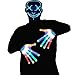 WesGen Halloween Purge LED Mask and LED Gloves Kit Costume Festival Parties Scary Mask and Gloves Light Up Creepy Masks