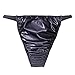 FEESHOW Men's Wet Look Leather Ruched Bikini Briefs Latex Rubber Underwear Navy Blue Medium (Waist 27.0-48.0