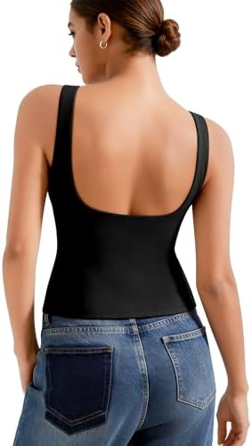 Amazon.com: SUUKSESS Women Built in Bra Open Back Boat Neck Tank