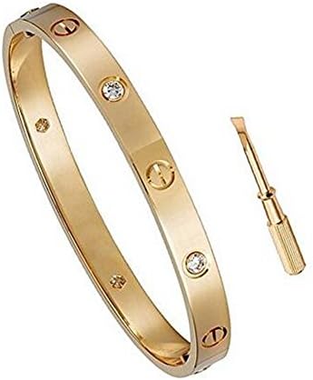 Women's Fashion Love Bracelet - Titanium Steel Screws and 3 Crystal Designs Bracelets