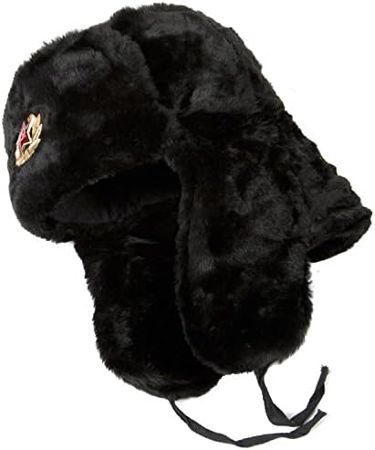 Hat Russian Ushanka Black Soviet Army Officer