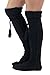 Modern Boho Tall Boot Socks Women's Tall Knit Alpine Style Tie Socks Black