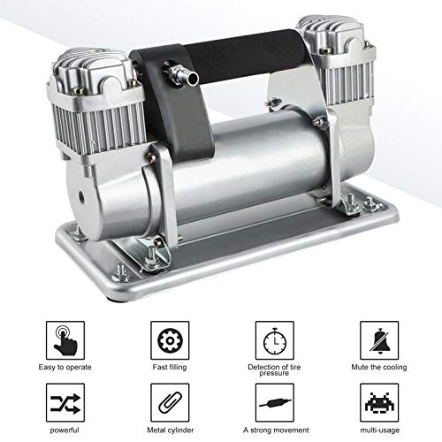 Mrcartool Click Image to Open expanded View Portable Air Compressor, 12v 480W Heavy Duty Air Pump, Tire Inflator 150-200 PSI for Road Vehicles, Trucks, RVs, Bikes and Cars (12V S)